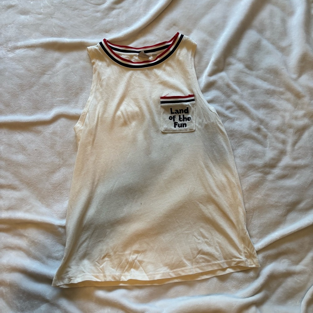 Junk Food Clothing White Tank Top with Contrasting Trim
